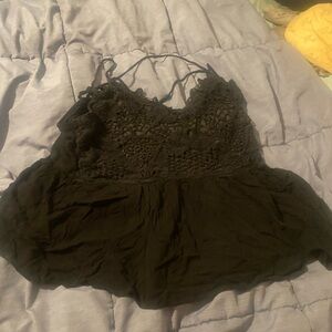 Maurices Black Crochet Tank Top